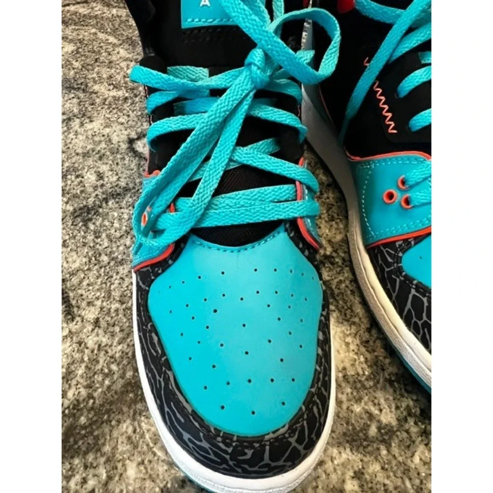 Jordan 1 Flight 2 BG Men 6Y Dusty Cactus Black NWB 631784-301 Elephant Print